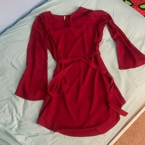 Red long sleeve tshirt dress Small